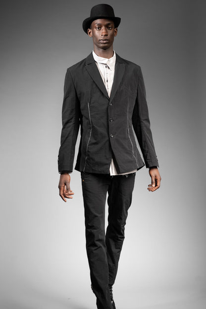 eigensinnig wien | ArgGro | Schwarzer Slim Fit Designer Herrenanzug aus japanischer Baumwolle