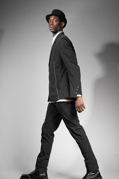 eigensinnig wien | ArgGro | Schwarzer Slim Fit Designer Herrenanzug aus japanischer Baumwolle