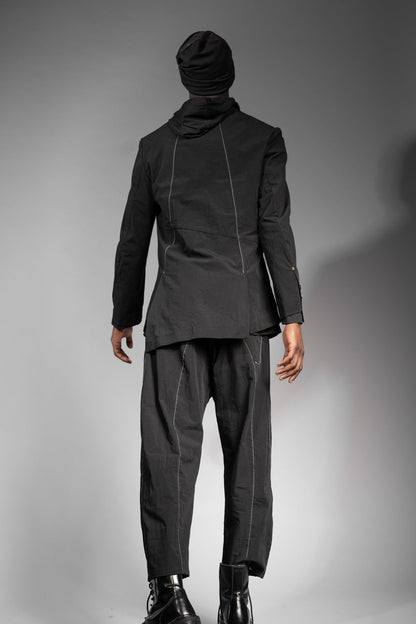 eigensinnig wien | ArgQua | Designer Anzug mit Baggy Hose für Herren aus schwarzer japanischer Baumwolle