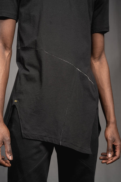 eigensinnig wien | Artmann | Schwarzes, avantgardistisches Long-T-Shirt aus Baumwolle