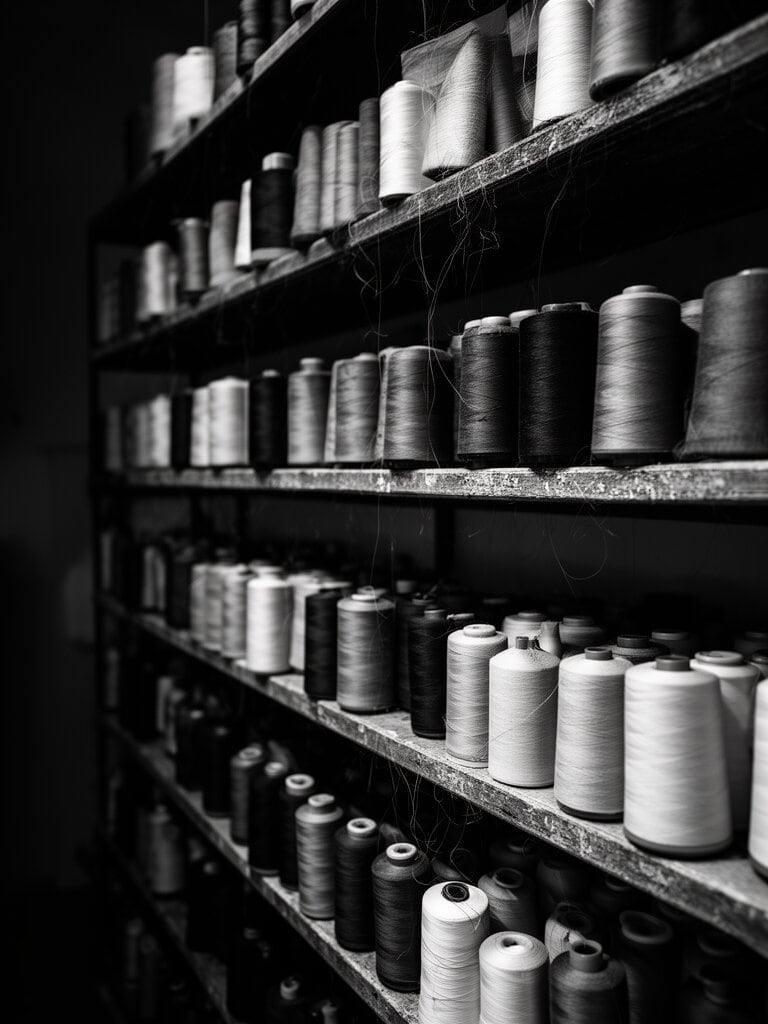 Garnrollen im Schneiderei Atelier von eigensinnig wien