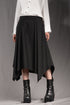 eigensinnig wien | Bacchanalia | Asymmetrischer, schwarzer Twill-Rock mit tiefen Faltenwürfen
