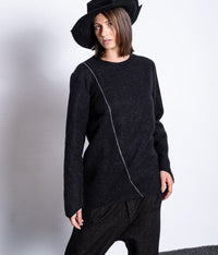 eigensinnig wien | Bacon | Langer Alpaka Pullover für Damen und Herren in schwarz