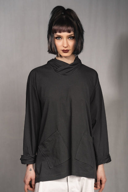 eigensinnig wien | Breed | Schwarzes Designer Hooded Sweatshirt aus Baumwolle