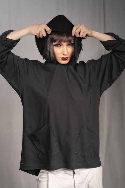 eigensinnig wien | Breed | Schwarzes Designer Hooded Sweatshirt aus Baumwolle