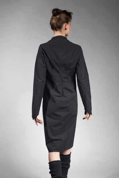 eigensinnig wien | Charleston | Asymmetrisches, schwarzes Kleid in außergewöhnlichem Design aus Seide