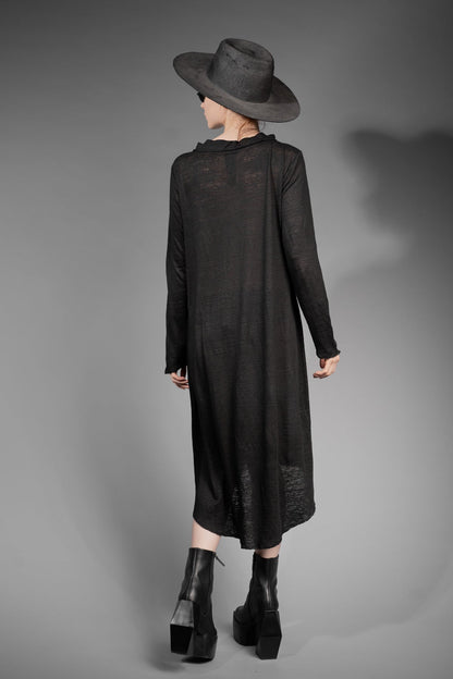 eigensinnig wien | Davis | Exklusives, schwarzes Designer Leinenkleid aus Feinstrick