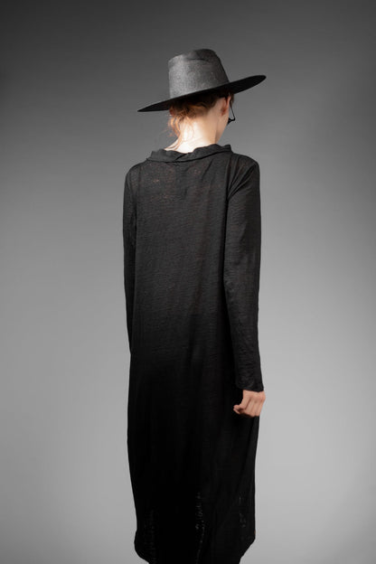 eigensinnig wien | Davis | Exklusives, schwarzes Designer Leinenkleid aus Feinstrick
