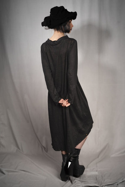 eigensinnig wien | Davis | Exklusives, schwarzes Designer Leinenkleid aus Feinstrick