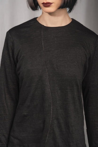 eigensinnig wien | Deitz | Außergewöhnlicher Designer Leinen Pullover für Damen in Schwarz