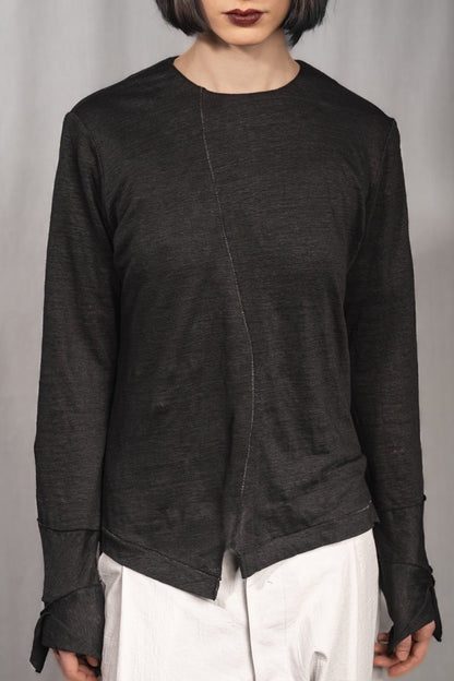 eigensinnig wien | Deitz | Außergewöhnlicher Designer Leinen Pullover für Damen in Schwarz