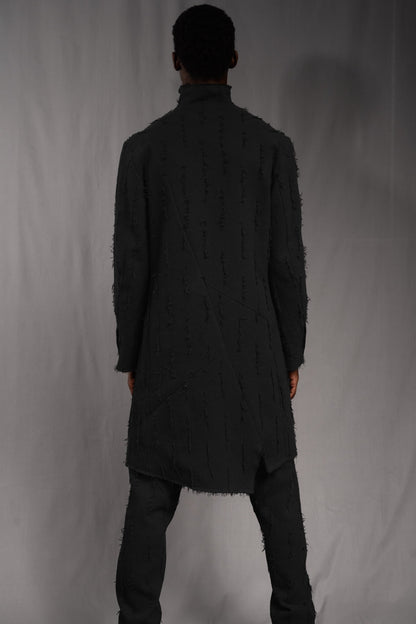 eigensinnig wien | Edgar | Nonkonformistischer Designer Herrenmantel aus grauer Baumwolle