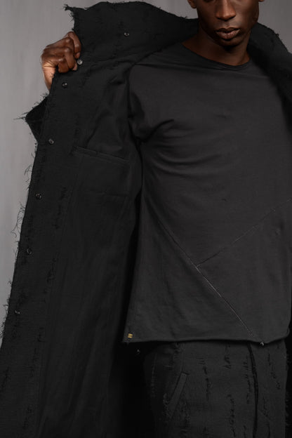 eigensinnig wien | Edgar | Nonkonformistischer Designer Herrenmantel aus grauer Baumwolle