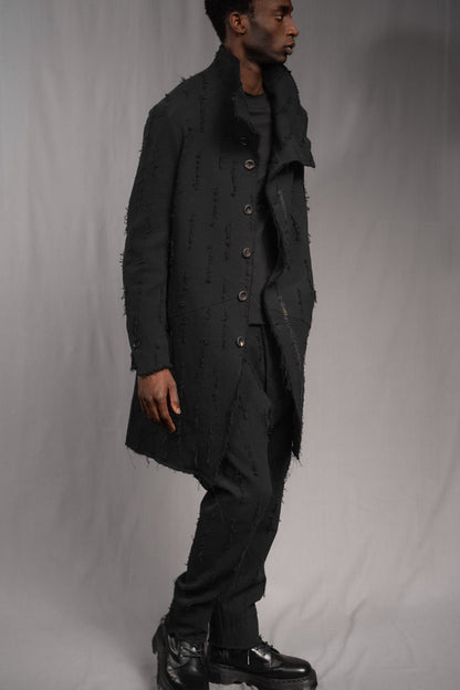 eigensinnig wien | Edgar | Nonkonformistischer Designer Herrenmantel aus grauer Baumwolle