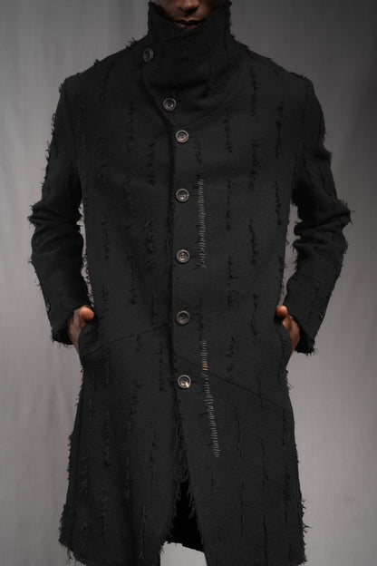 eigensinnig wien | Edgar | Nonkonformistischer Designer Herrenmantel aus grauer Baumwolle