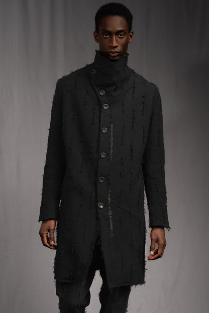 eigensinnig wien | Edgar | Nonkonformistischer Designer Herrenmantel aus grauer Baumwolle