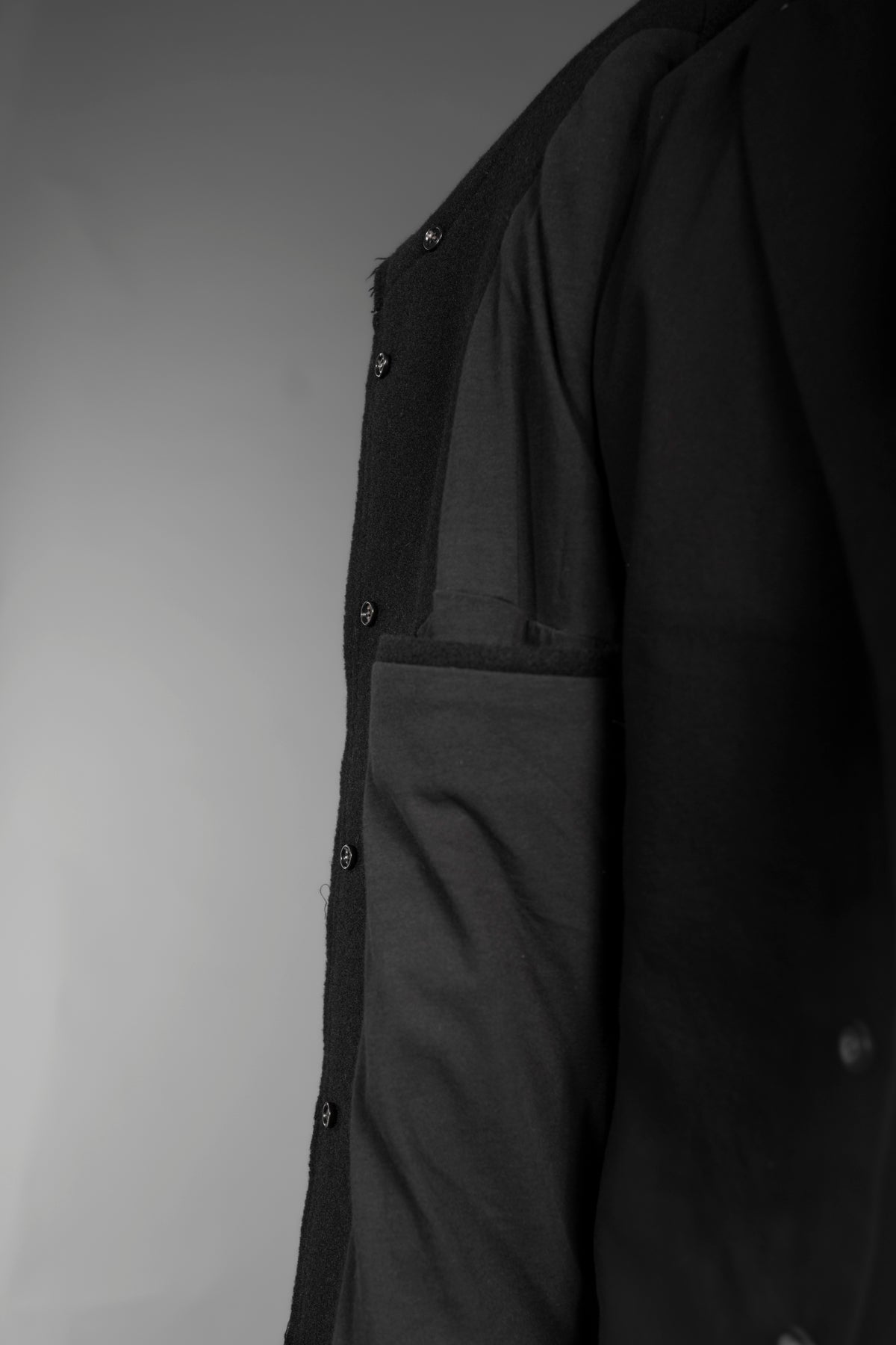 Trenchcoat Wollmantel Schwarz Stehkragen Oversize Mantel Herren