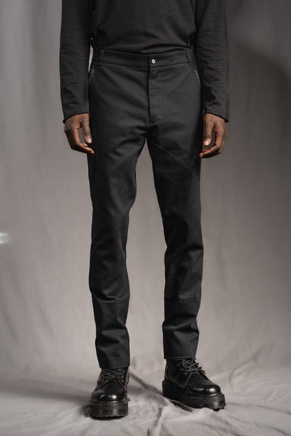 eigensinnig wien | Eisler | Extravagante, schwarze Herren Slim-Fit Designerhose aus leichter Baumwolle