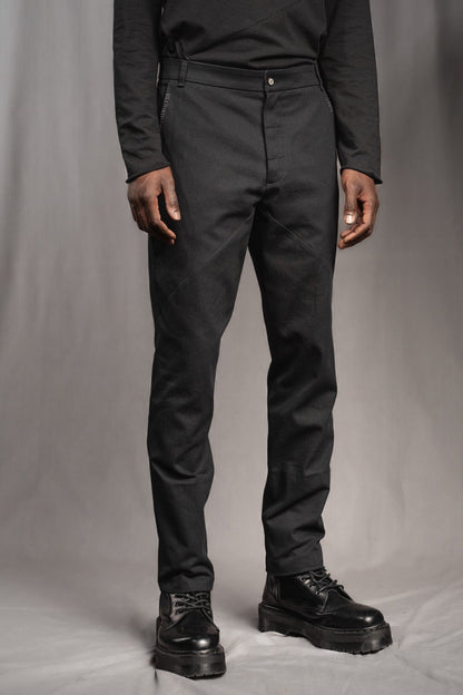 eigensinnig wien | Eisler | Extravagante, schwarze Herren Slim-Fit Designerhose aus leichter Baumwolle