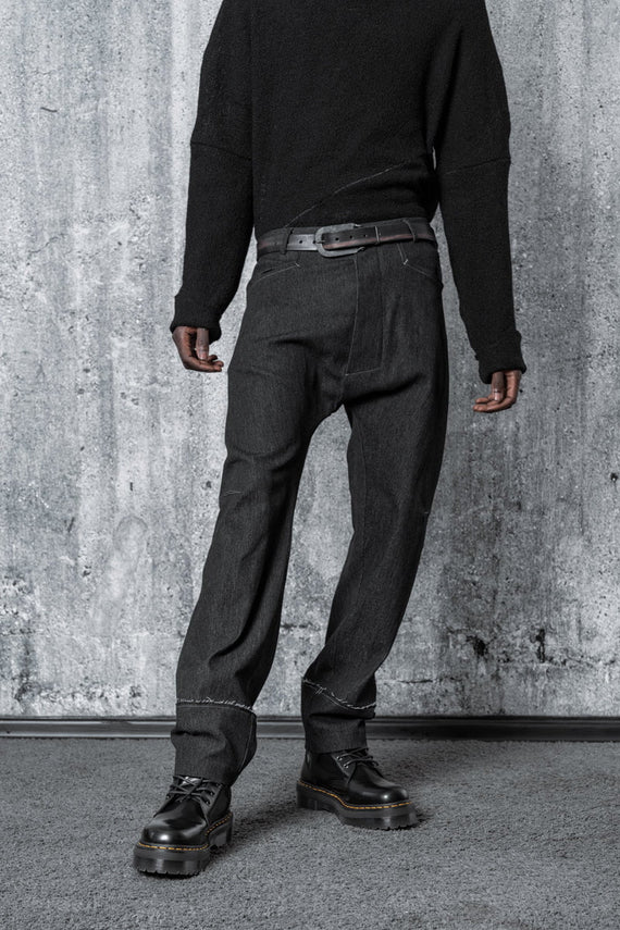 Hose eigensinnig wien | Feuerhaken | Graue Baggy Jeans für Herren aus Baumwolle - eigensinnig wien Online Shop für Designer Mode und Avantgarde Mode