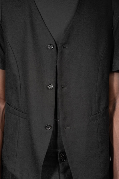 eigensinnig wien | Fink | Schwarze Designer Anzug-Weste für Herren aus japanischer Wolle