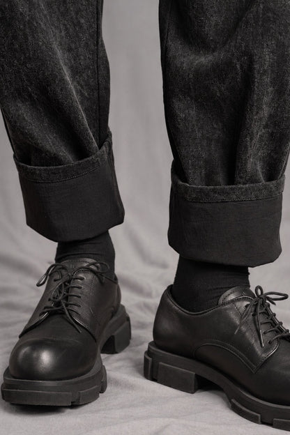 eigensinnig wien | Gassenhauer | Avantgardistische Designer Baggy Jeans aus Baumwolle in Dirty Grey