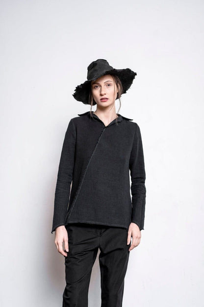 eigensinnig wien | Genet | Extravaganter Damen Pullover aus Baumwolle in schwarz