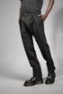 eigensinnig wien | Goethe | Schwarze Drop Crotch Pants mit Bundfalten aus japanischem Wolle-Leinen-Mix