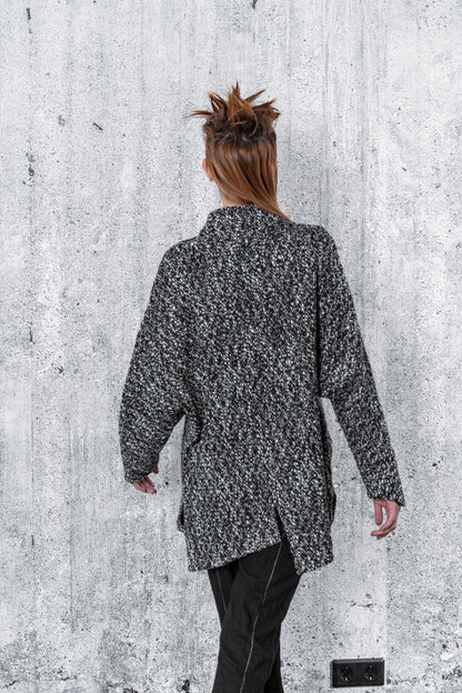eigensinnig wien | Gournay | Asymmetrischer, Oversize Damen Wollpullover in Grau