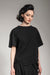 eigensinnig wien | Gwen | Asymmetrisches T-Shirt in Schwarz aus leichter Baumwolle