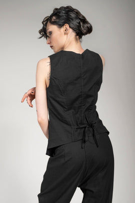 eigensinnig wien | Heller | Elegante Designer Anzugweste für Damen in Schwarz aus Baumwolle