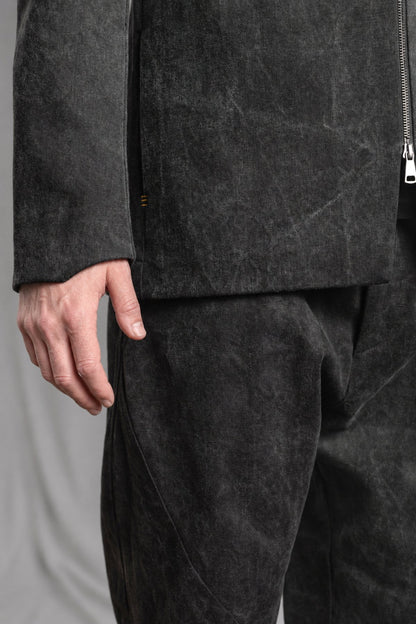 eigensinnig wien | Husserl | Außergewöhnliche Designer-Bikerjacke aus Soft-Touch-Denim in Dirty Grey