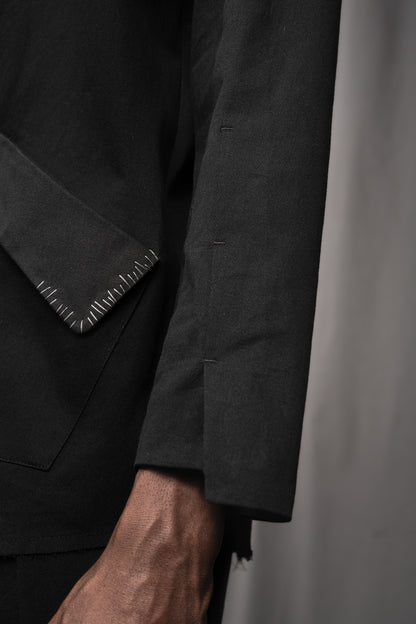 eigensinnig wien | Koloman | Schwarze, leichte Designer Hemdjacke aus Baumwolle