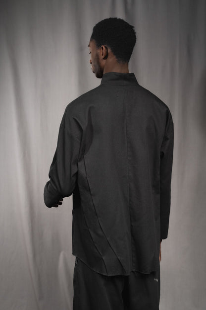 eigensinnig wien | Koloman | Schwarze, leichte Designer Hemdjacke aus Baumwolle