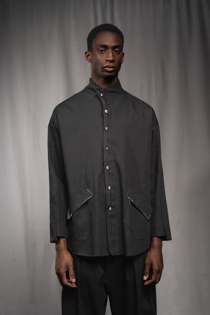 eigensinnig wien | KolQua | Schwarzer Baggy Pants Anzug aus leichter Baumwolle