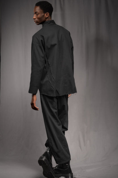 eigensinnig wien | KolQua | Schwarzer Baggy Pants Anzug aus leichter Baumwolle