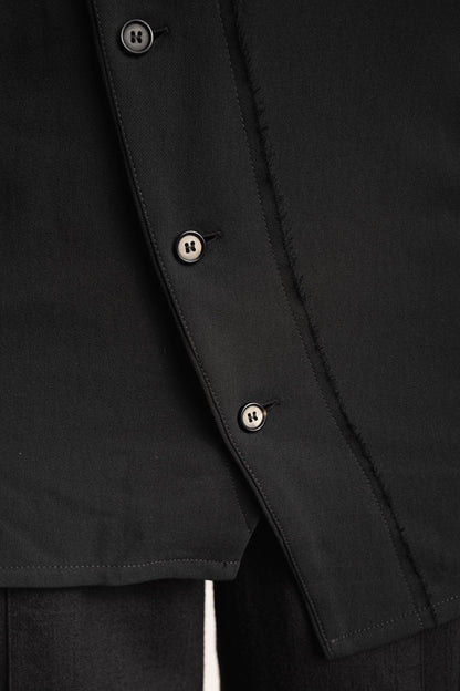 eigensinnig wien | Kreidekreis | Asymmetrisches schwarzes Designer-Hemd für Herren aus fester Baumwolle