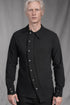 eigensinnig wien | Kreidekreis | Asymmetrisches schwarzes Designer-Hemd für Herren aus fester Baumwolle