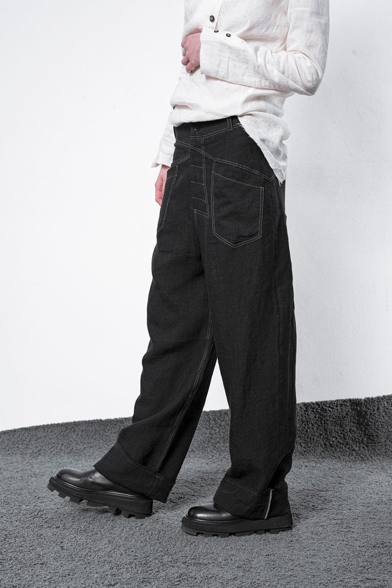 BrilliantMe Men Loose Pants Multi-pocket Drawstring Cargo Pants Harajuku Baggy  Trousers Black L - Walmart.com