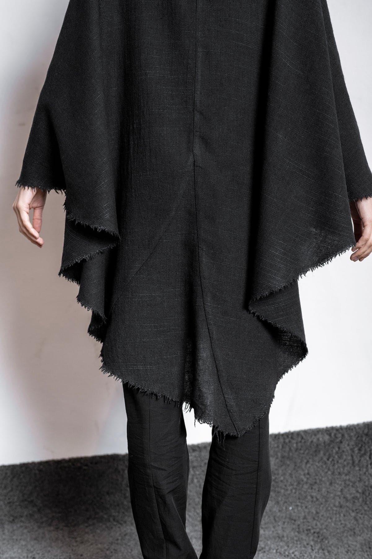 Black hooded poncho mens online