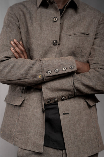 eigensinnig wien | Popper | Avantgardistische Leinenjacke für Herren mit architektonischer Silhouette