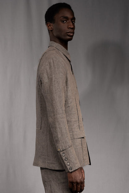 eigensinnig wien | Popper | Avantgardistische Leinenjacke für Herren mit architektonischer Silhouette