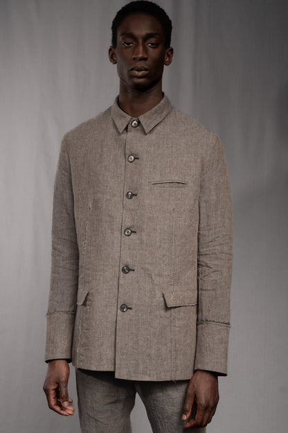 eigensinnig wien | Popper | Avantgardistische Leinenjacke für Herren mit architektonischer Silhouette
