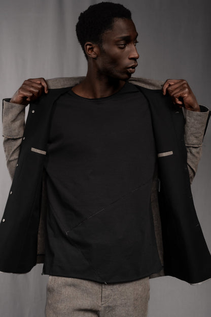 eigensinnig wien | Popper | Avantgardistische Leinenjacke für Herren mit architektonischer Silhouette