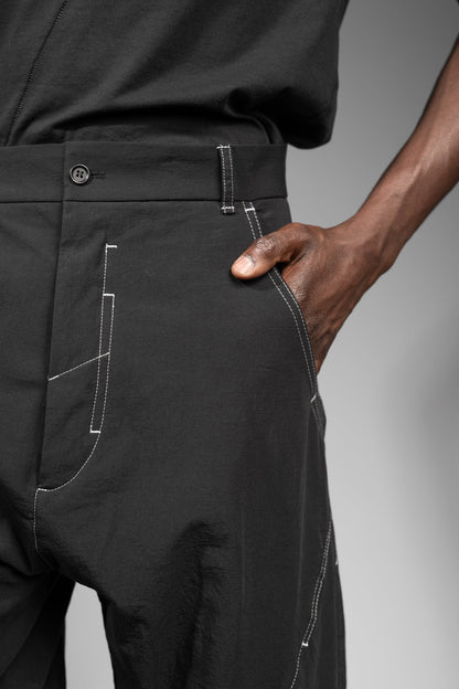 eigensinnig wien | Quarles | Schwarze Designer Baggy Pants aus japanischer Baumwolle