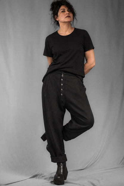 eigensinnig wien | Rotwelsch | Unkonventionelle schwarze Knickerbockerhose aus italienischer Luxuswolle