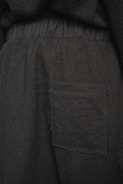 eigensinnig wien | Russell | Schwarze Designer Woll-Cropped Drop Crotch Pants