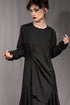 eigensinnig wien | Samain | Asymmetrisches Draped Layered Damen Langarmtop aus exklusiver Twill-Wolle in Schwarz