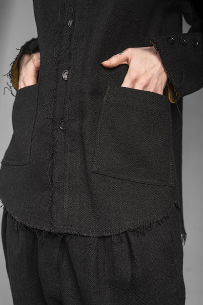 eigensinnig wien | Thoreau | Außergewöhnliches, schwarzes Designer Overshirt aus Wolle-Leinen-Mix