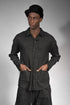 eigensinnig wien | Thoreau | Außergewöhnliches, schwarzes Designer Overshirt aus Wolle-Leinen-Mix